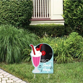 Big Dot Of Happiness 50's Sock Hop - Outdoor Lawn Sign - 1950s Rock N Roll Party Yard Sign - 1 Pc