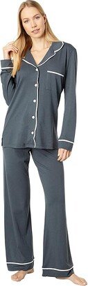 Bella Relaxed Long Sleeve Top Pants Set (Anthracite/Ivory) Women's Pajama Sets