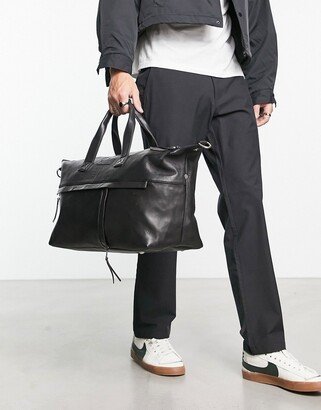 leather carryall bag in black