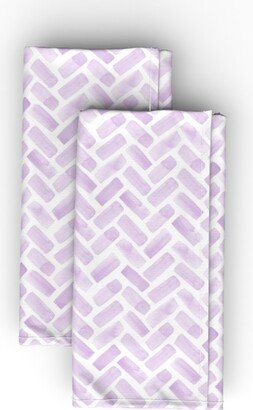 Cloth Napkins: Watercolor Herringbone - Lilac Cloth Napkin, Longleaf Sateen Grand, Purple