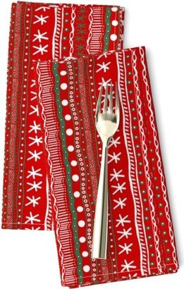 Holiday Stripe Dinner Napkins | Set Of 2 - Christmas Howdy By Tallulahdahling Red Green Xmas Santa Cloth Spoonflower