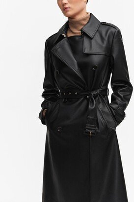 Women's Leather-Effect Trench Coat