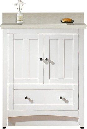 30.5-in. W Floor Mount White Vanity Set For 1 Hole Drilling Beige Top Biscuit UM Sink