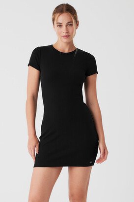 Goddess Ribbed Short Sleeve Dress in Black, Size: 2XS |