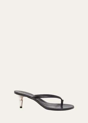 Leather Spike-Heel Flip Flop Sandals