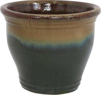 Sunnydaze Decor 15 in Studio High-Fired Glaze Ceramic Planter - Forest Lake Green