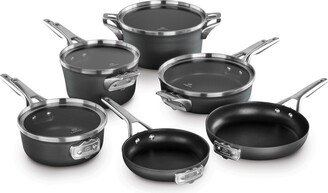 Premier 10-pc. Space-Saving Hard-Anodized Nonstick Cookware Set - Black/stainless Steel