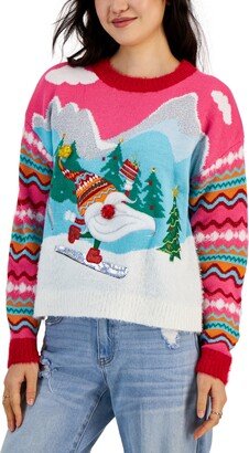 Juniors' Embellished Ski Elf Ugly Christmas Sweater