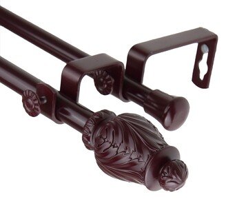 InStyleDesign Mahogany Petal Adjustable Double Curtain Rod