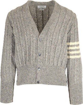 RWB Striped Twist Cable-Knitted Cardigan