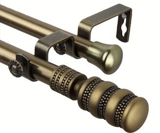 InStyleDesign Cork Adjustable Antique Brass Curtain Rod Set with Finial