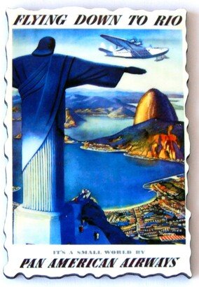 Rio De Janeiro Brazil Travel Poster Fridge Magnet | Wood Style