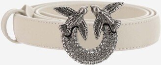 Pinko Love Birds Belt With Rhinestone Leather