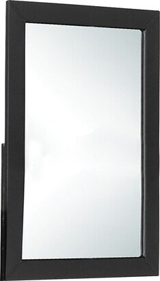 Rectangular Wood Encased Mirror with Faux Leather Upholstery, Black