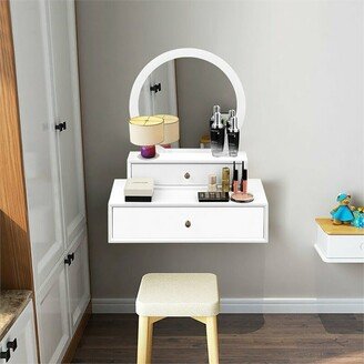 Snake River Décor Contemporary MDF Wall Mounted Vanity Mirror with 2 Drawers White - 20x24