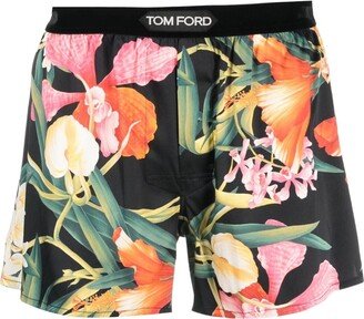 Floral-Print Stretch-Silk Boxers