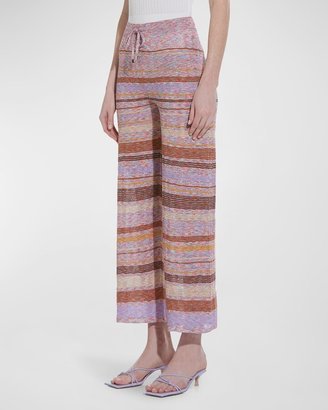 KNITSS Oceania Striped Pointelle-Knit Cropped Pants