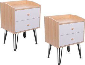 24.4' Tall Modern Nightstand with 2-Drawer,Bedside Tables with Metal Legs