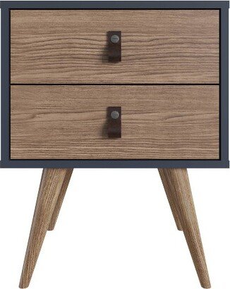 Amber 2 Drawer Nightstand with Faux Leather Handles