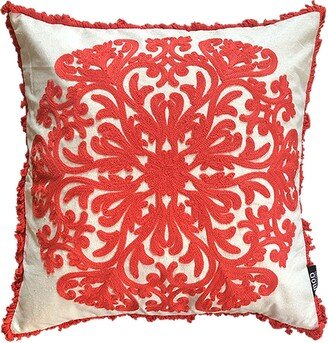 Mod Lifestyles Tropical Collection Scroll Embroidery Fringes Pillow, 20 x 20