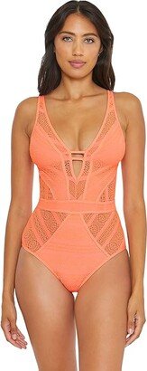 Color Play Crochet Plunge One-Piece (Nectar) Women's Swimsuits One Piece