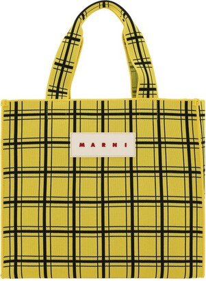Logo Patch Checked Tote Bag
