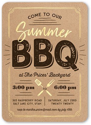 Bbq Invitations: Big Bbq Bash Summer Invitation, Beige, 5X7, Matte, Signature Smooth Cardstock, Rounded