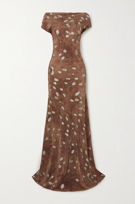 Net Sustain Alina Printed Silk Crepe De Chine Gown - Brown