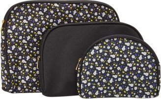 Glamlily 3 Pack Daisy Cosmetic Bag Set, Travel Size Makeup Bags (3 Sizes)