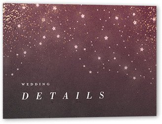 Enclosure Cards: Star Cascade Wedding Enclosure Card, Purple, Rose Gold Foil, Matte, Signature Smooth Cardstock, Square