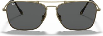 Unisex Titanium Sunglasses, RB8136 - DEMI GLOSS ANTIQUE GOLD/BROWN