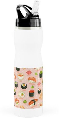 Photo Water Bottles: Sushi And Rolls - Pink Stainless Steel Water Bottle With Straw, 25Oz, With Straw, Pink
