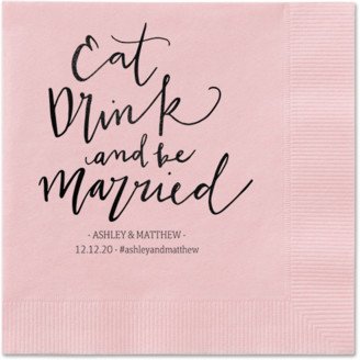 Wedding Napkins: Married Festivity Napkins, Black, Blush