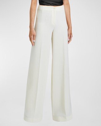 Ayla High-Rise Wide-Leg Cady Pants