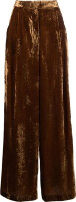 Velvet High-Waist Palazzo Pants