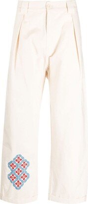 Wide-Leg Graphic-Detail Trousers