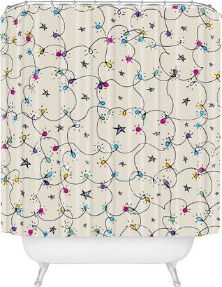 Sam Osborne Fairy Lights Shower Curtain Blue