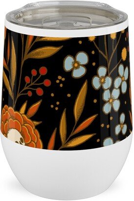 Travel Mugs: Halloween Floral - Multi Stainless Steel Travel Tumbler, 12Oz, Multicolor