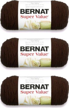 Bernat Super Value Chocolate Yarn - 3 Pack of 198g/7oz - Acrylic - 4 Medium (Worsted) - 426 Yards - Knitting/Crochet