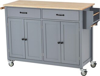 TONWIN Kitchen Island Cart, Kitchen Cart W/ Solid Wood Top & Locking Wheel