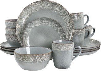 Meritage 16 Piece Reactive Glaze Stoneware Dinnerware Set in Grey