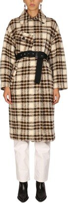 Checked Long-Sleeved Coat