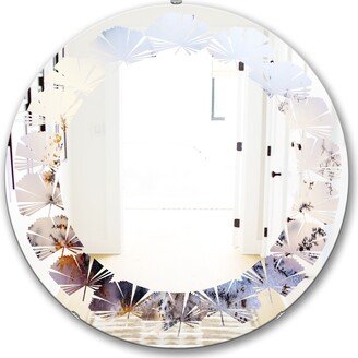 Designart 'Khazakstan Dendrite crystals macro' Printed Modern Round or Oval Wall Mirror - Leaves