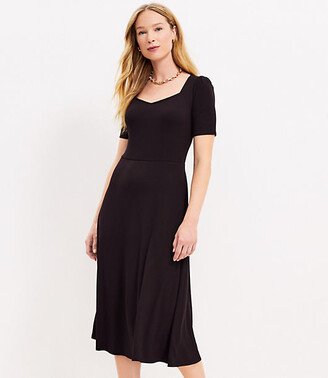 Petite Squared V-Neck Flare Midi Dress