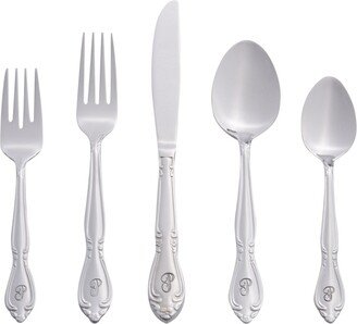 Riverridge Rose 46 Piece Monogrammed Flatware Set - P, Service for 8