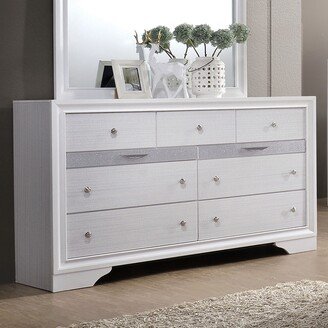 Pord Contemporary 56-inch Wide 9-Drawer Wood Dresser with Silver Accent