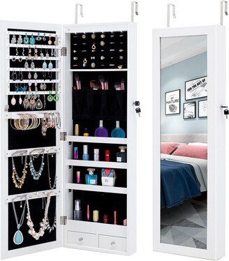 Global Pronex Fashion Simple Jewelry Storage Mirror Cabinet With LED Lights Can Be Hung On The Door Or Wall