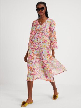 Anemone Floral Cover-Up Caftan