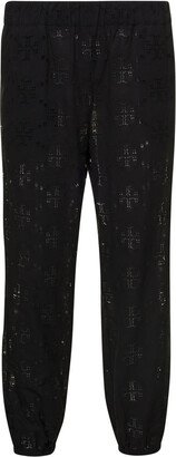 'Beach Pants' Black Cut-Outs Pants in Lightweight Cotton Man