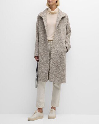 Petite Snap-Front Alpaca Jacquard Coat